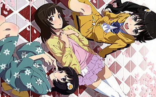 three black haired anime character wallpaper