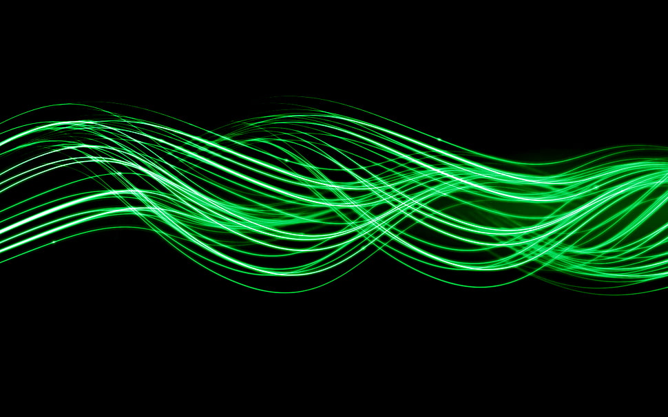 green wave, green, shapes, digital art, waveforms HD wallpaper
