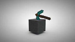 black and green box, minimalism, Minecraft