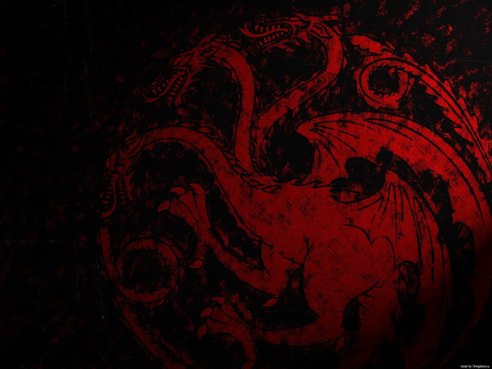 red 3-head dragon painting, Game of Thrones, House Targaryen, sigils, TV