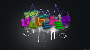 Step dub step text on black background, dubstep, music, colorful, paint splatter