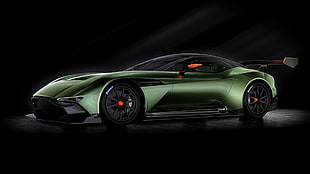 green and black sports coupe, Aston Martin Vulcan, car