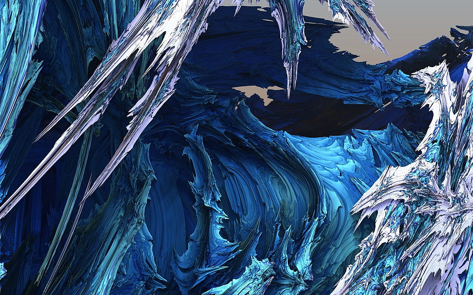 blue and white abstract art HD wallpaper