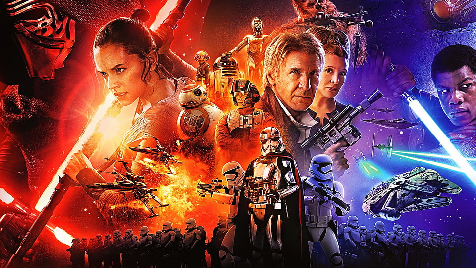 Star Wars Force Awakens poster, Star Wars HD wallpaper