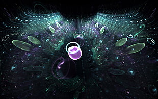 black, green, and purple digital wallpaper