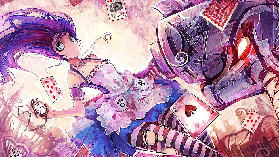 purple-hair anime character female illustration, anime, Alice: Madness Returns, Alice, fantasy art HD wallpaper