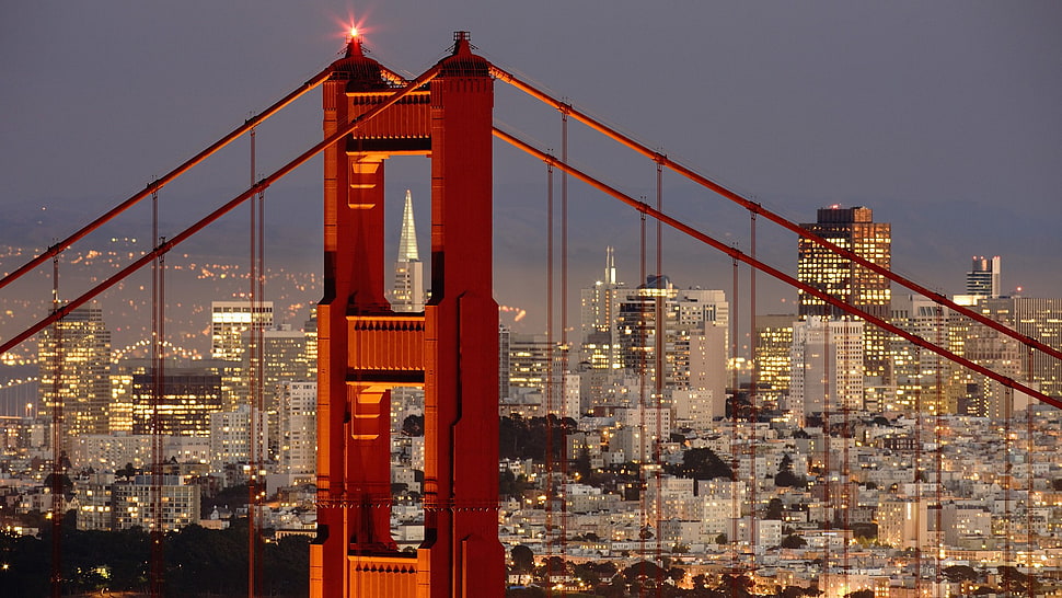 red and white concrete building, photography, city, San Francisco, Golden Gate Bridge HD wallpaper
