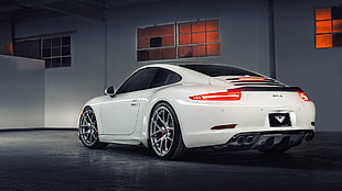 white coupe, Porsche 911 Carrera S, Porsche 911, Porsche, diffusers