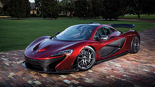 red and black sports coupe, vehicle, sports car, McLaren, McLaren P1