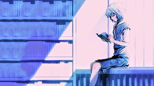 woman sitting near window reading book HD wallpaper