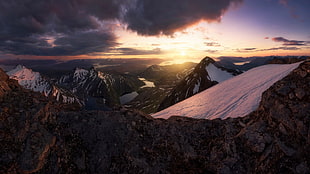 landscape photo of snow mountains, nature, landscape, mountains, mist HD wallpaper