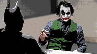 Batman and Joker illustration, Batman, The Dark Knight, Joker, MessenjahMatt