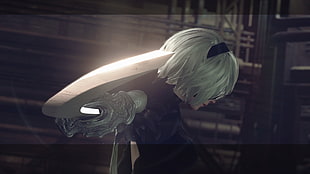 white-haired female game character screengrab HD wallpaper
