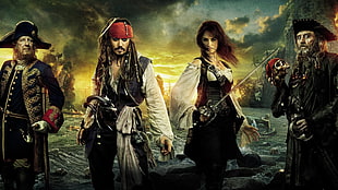 Pirates of Caribbeans 4 poster, movies, Pirates of the Caribbean: On Stranger Tides, Jack Sparrow, Johnny Depp HD wallpaper