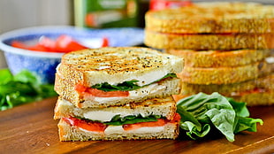 toasted bread, food, sandwiches, blurred HD wallpaper