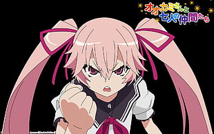 pink haired girl anime wearing school uniform