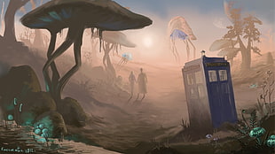 Doctor Who illustration, TARDIS, anime, Doctor Who, The Elder Scrolls III: Morrowind HD wallpaper