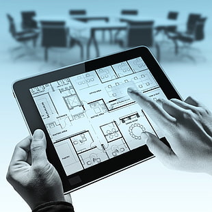 black iPad, tablet , fingers, technology