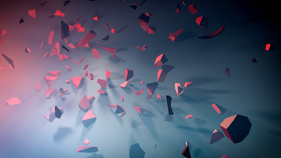 white and red abstract digital wallpaper, 3D, shadow HD wallpaper