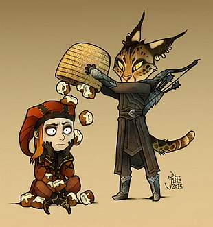 brown cat illustration, The Elder Scrolls V: Skyrim HD wallpaper