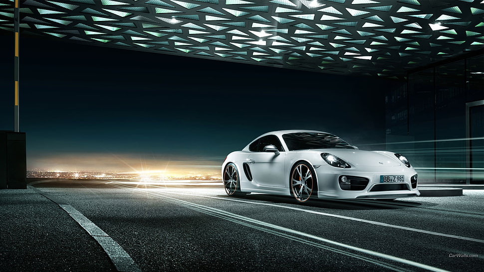 white sports coupe, Porsche Cayman, car, white cars HD wallpaper