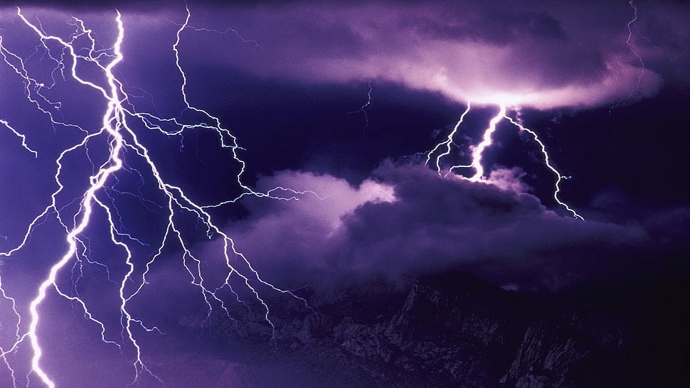 purple lightning wallpaper, Thunderbolt, storm, sky HD wallpaper