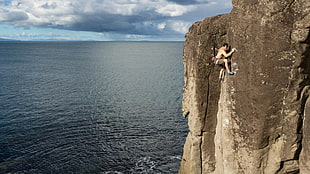 stone cliff, climbing, rock, rock climbing HD wallpaper