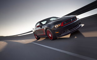 black Ford Mustang, car, Ford, Ford Mustang, road HD wallpaper
