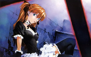 female anime character wearing black suit