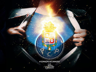 FCP poster, F.C. Porto, heart, Coração, Superman HD wallpaper