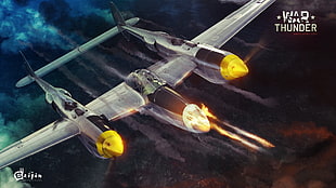gray and yellow kick scooter, War Thunder, airplane, Gaijin Entertainment, P-38