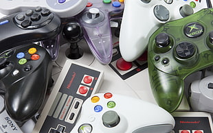 Xbox and Nintendo controller lot, video games, controllers HD wallpaper