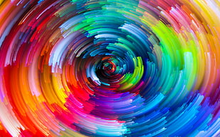 optical illusion, rainbows, circle, colorful, swirl