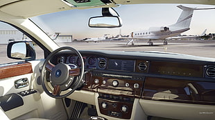 black vehicle steering wheel, car, Rolls-Royce Phantom HD wallpaper