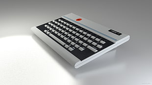 black and white Asus laptop, Oric 1, vintage, computer, 3D HD wallpaper