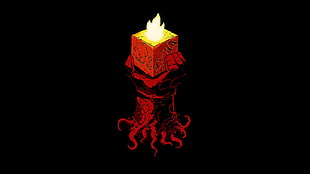 hand holding fire illustration, minimalism, Hellboy, comics, fire