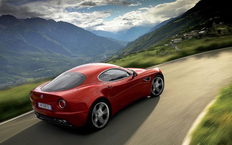 Red couep, Alfa Romeo, Alfa Romeo 8C, car, red cars HD wallpaper ...