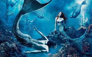 mermaids illustration, mermaids HD wallpaper