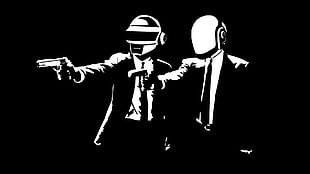 two men in suit digital wallpaper, music, Daft Punk
