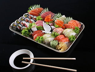 tray of sushi, food, sushi, sashimi, Sushi - Nigiri
