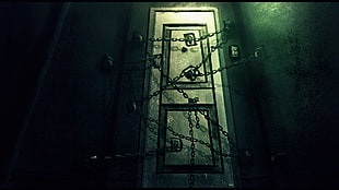 white 2-panel door, Silent Hill, video games, concept art
