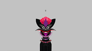 black cat illustration against gray background