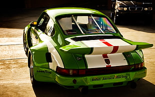 white and green coupe, Porsche 911, old car, car, green cars HD wallpaper