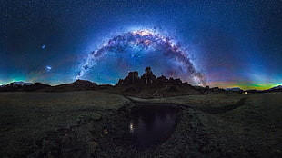 enchanted castle wallpaper, New Zealand, Castle Hill, atmosphere, Milky Way
