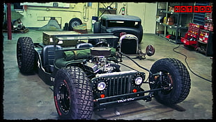 black and green Jeep Wrangler, Hot Rod, car, Jeep
