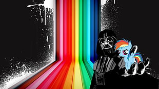 Darth Vader holding blue land animal illustration, Rainbow Dash, Darth Vader, My Little Pony, Star Wars HD wallpaper