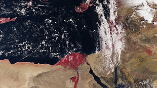 satellite imagery, Mediterranean, sea, Nile HD wallpaper