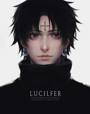 male Lucilfer character digital wallpaper, Chrollo Lucifer, Hunter x Hunter, realistic, fan art HD wallpaper