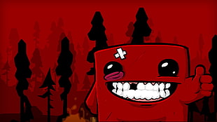 red and black abstract painting, Super Meat Boy, video games