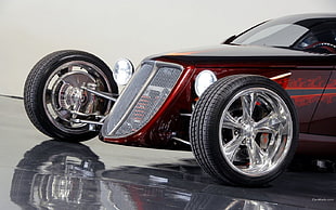 chrome 5-spoke car wheel with tire set, car HD wallpaper